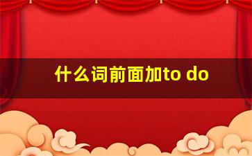 什么词前面加to do